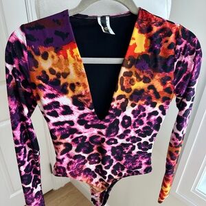 Vibrant Leopard Print Bodysuit